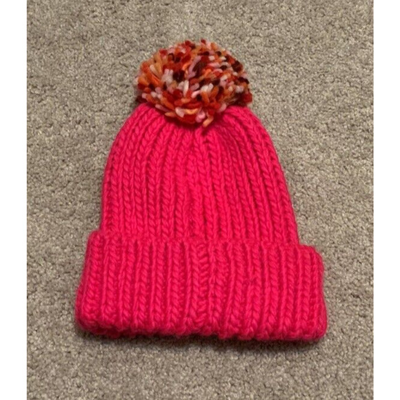 Wild Fable Womens Pink Knit Beanie Winter Hat with Pom OS - Picture 4 of 4